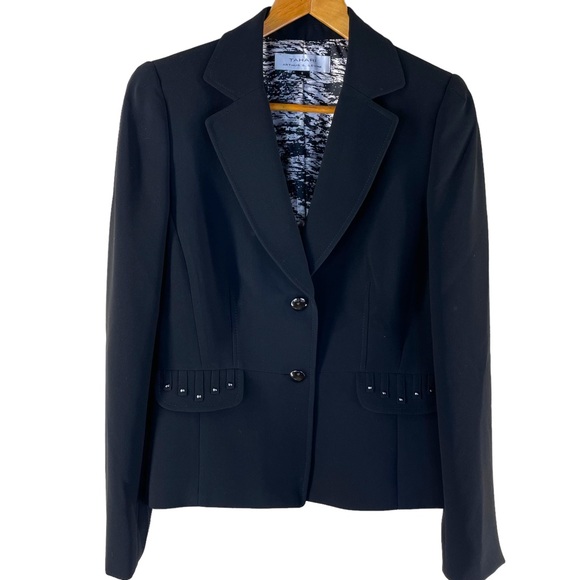 Tahari Arthur S. Levine Black Blazer w/Shiny Black Metal Buttons & Studs Size 6 - Picture 7 of 12